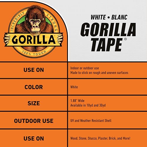 Gorilla White Duct Tape 188 x 10 yd Pack of 1