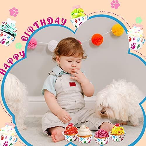 200 Pcs Paw Bone Cupcake Liners Multi Color