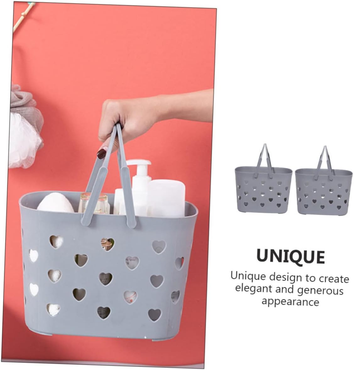 DRESSOOS 2pcs Handheld Plastic Storage Baskets for Bathroom and Home Use
