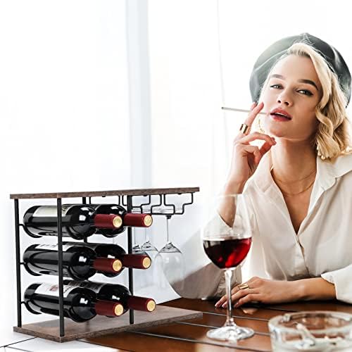 MOOACE Freestanding Wine Rack with Glass Holder