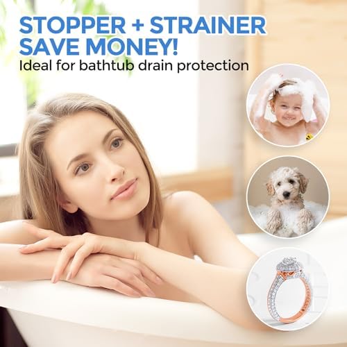 Zaa Bathtub Drain Stopper with Hair Catcher Silver
