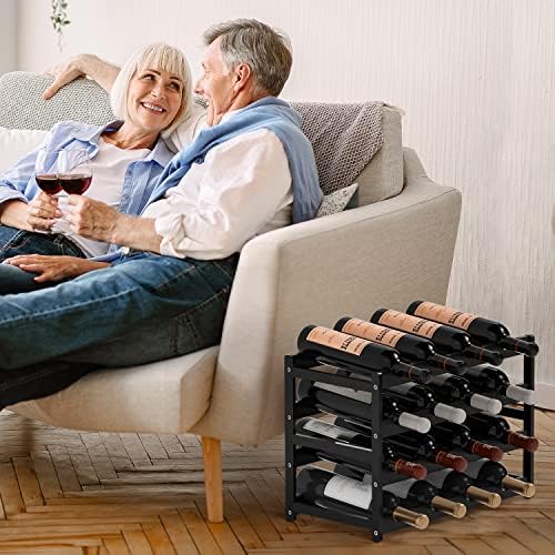 Ruichang 4-Tier Bamboo Wine Rack - 16 Bottle Capacity