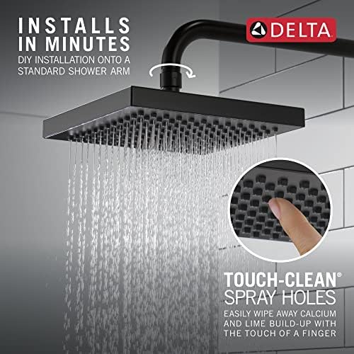 Delta Rain Shower Head Black Matte Square