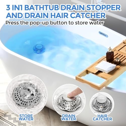 Zaa Bathtub Drain Stopper with Hair Catcher Silver