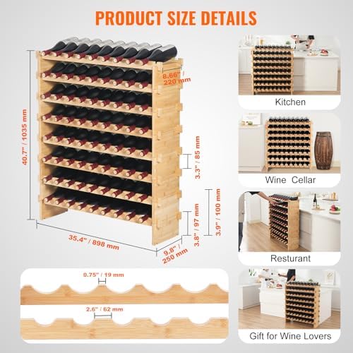 VEVOR Modular Freestanding Wine Rack 72 Bottles