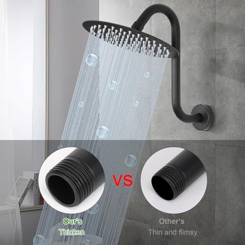 HarJue S Shaped Shower Arm 10 Inch Matte Black