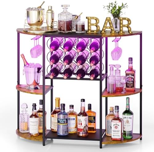JKsmart Wine Bar Cabinet with LED Lights