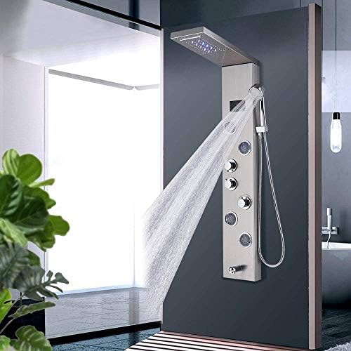 Gougeltd Bathroom Shower Panel System with LED Temperature Display and Massage Jets 1