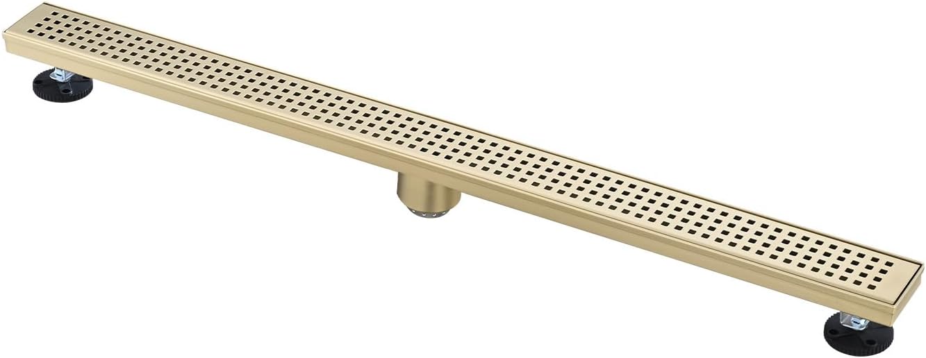 Benicabaly 36-Inch Linear Shower Drain with Removable Grate and Hair Strainer 1