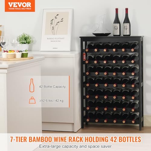 VEVOR 42-Bottle Bamboo Wine Rack 7-Tier Freestanding 1