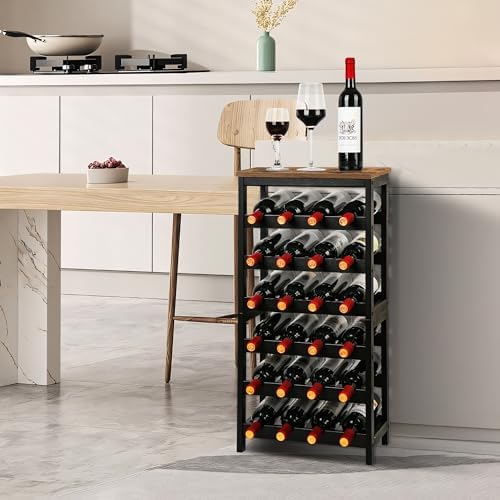 VASMIA 6-Tier Bamboo Wine Rack 24-Bottle Freestanding Storage Shelf