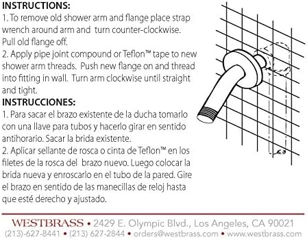 Westbrass D302-07 Shower Arm Satin Nickel