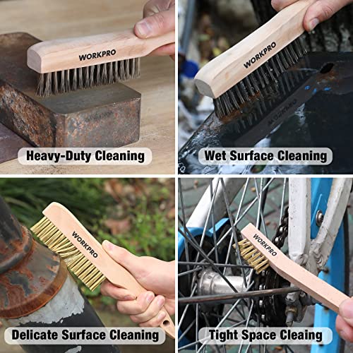 WORKPRO 6-Piece Wire Brush Set with Beechwood Handles