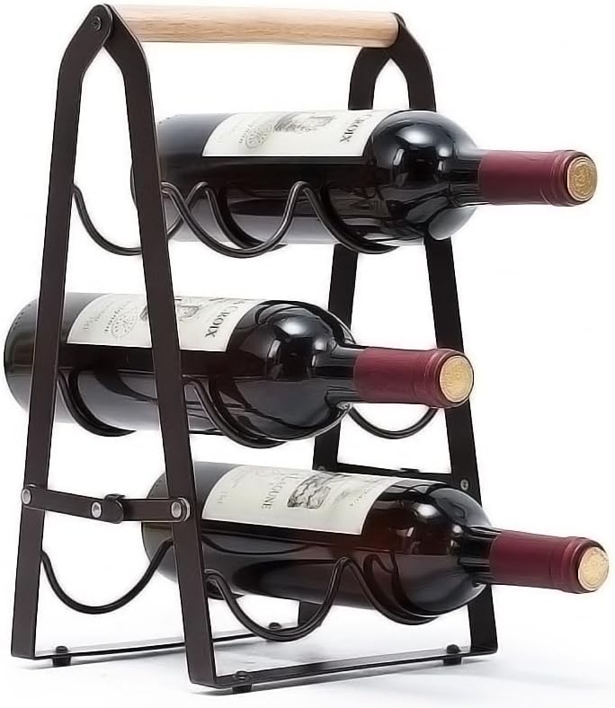 Modern Black 6-Bottle Freestanding Wine Rack