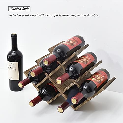 KIRIGEN 8-Bottle Wood Wine Rack - 3-Tier Free Standing Holder