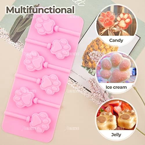 AUEAR 2 Pack Paw Silicone Lollipop Molds with Sticks 1