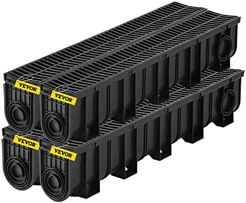 VEVOR Trench Drain System 4 Pack Black HDPE Drainage Trench