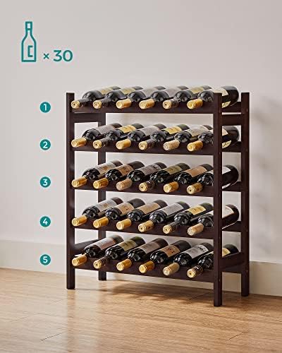 SONGMICS 30-Bottle Freestanding Bamboo Wine Rack 1