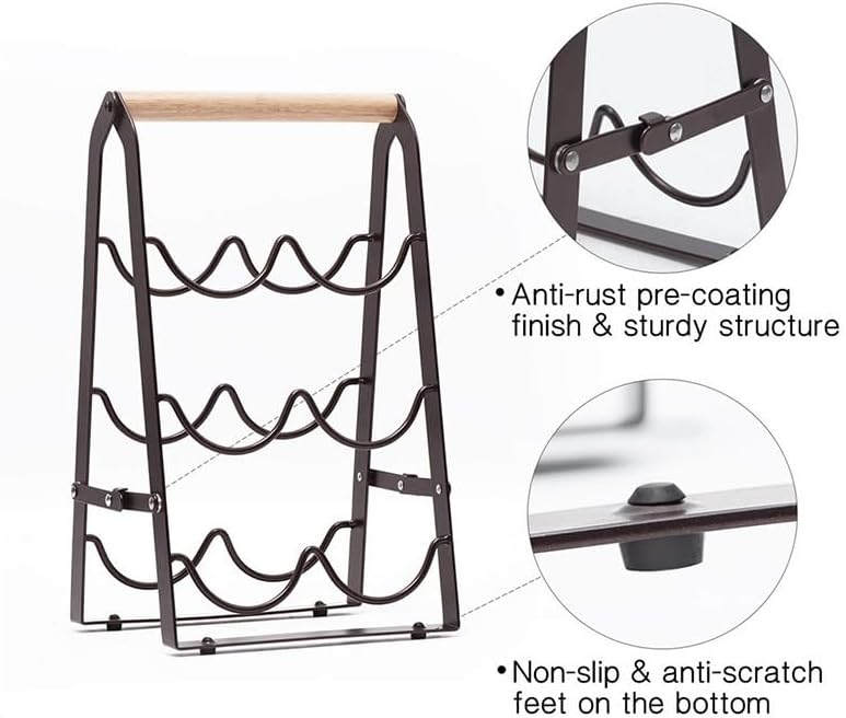 Modern Black 6-Bottle Freestanding Wine Rack