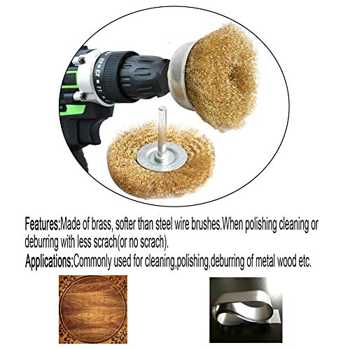 FPPO 5pc Brass Wire Wheel Brush Kit for Drill