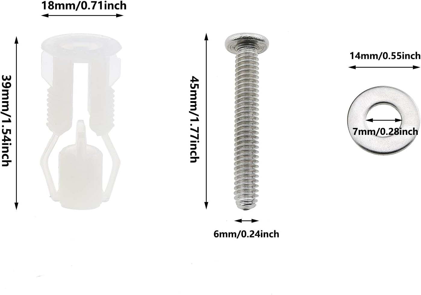2PCS Toilet Seat Fixing Bolt Rising Plug Kit