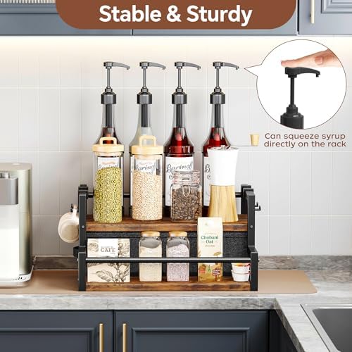Homeiju Coffee Syrup 2-Tier Organizer Rack with Drawer