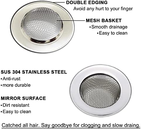 Seatery 150 Bathtub Strainer with Hair Catcher - Stainless Steel Pack of 2