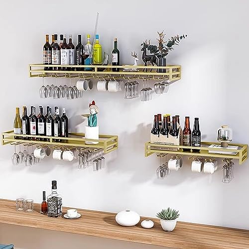 SDdPulse Wall-Mount Wine Rack with Glass Hangers - 60cm Durable and Space-Saving