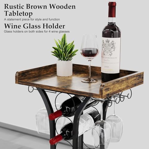 X-cosrack Freestanding Wine Rack with 14 Bottle Capacity and Glass Holder