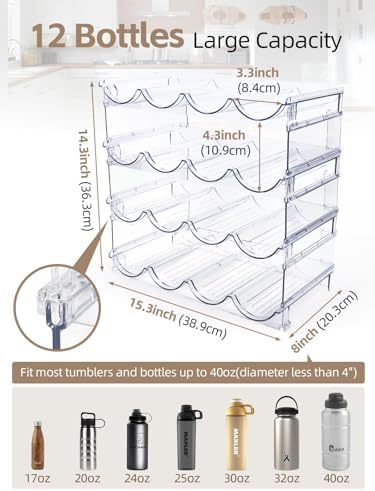 TIDY SAVANT 4 Pack Stackable Wine Water Bottle Rack