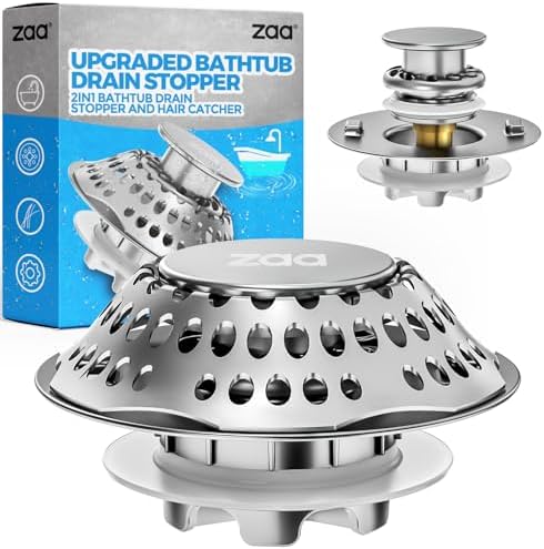 Zaa Bathtub Drain Stopper with Hair Catcher Silver