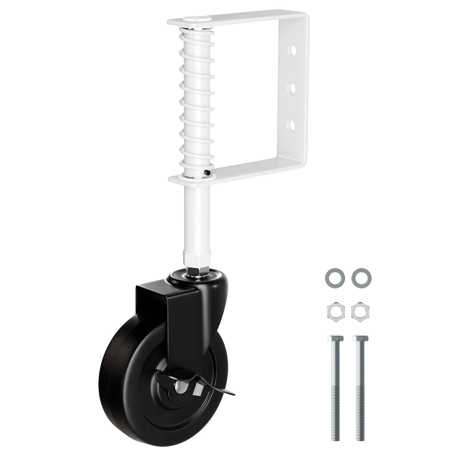 4 Spring Loaded Gate Caster with Side Brake - 220 Lbs Capacity