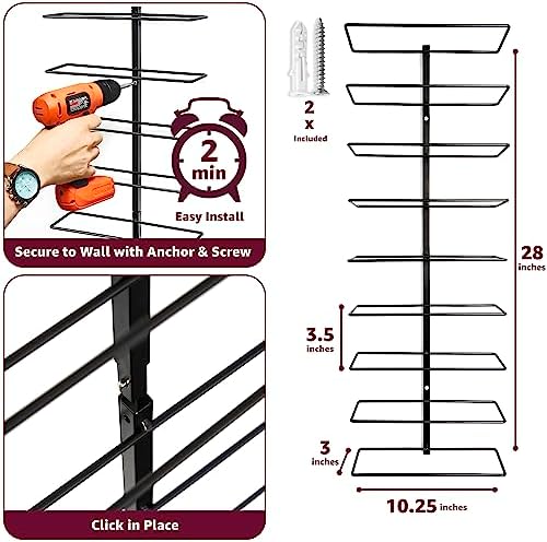 Sorbus Wall-Mounted Wine Rack 9 Bottles - Black Metal