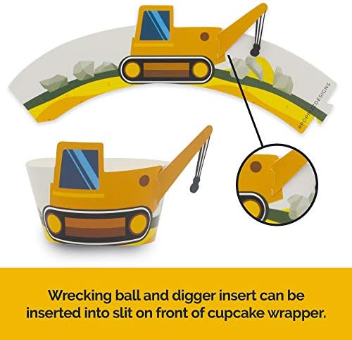 Pop Fizz Designs Construction Cupcake Wrappers Set of 24