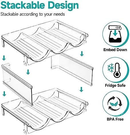 Sbosbo 4-Pack Stackable Water Bottle Organizer for Cabinet Storage