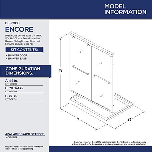 DreamLine Encore 32x48x78 34 Satin Black Shower Door Kit