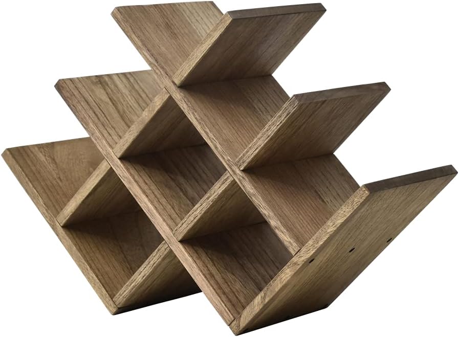 KIRIGEN 8-Bottle Wood Wine Rack - 3-Tier Free Standing Holder