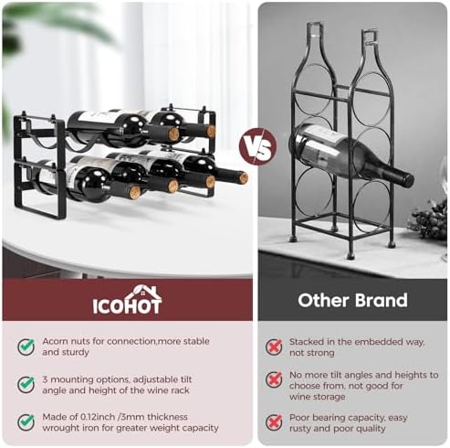 Stackable Wine Rack with 3 Installation Styles