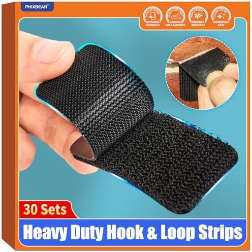 30 Sets Heavy Duty Hook Loop Strips with Strong Adhesive