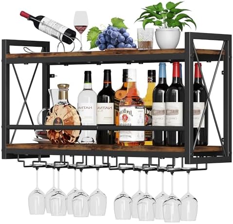 Homeiju Wall Mounted Wine Rack Glass Holder