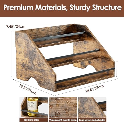 Nuovoware Wooden Liquor Wine Rack with 3 Steps