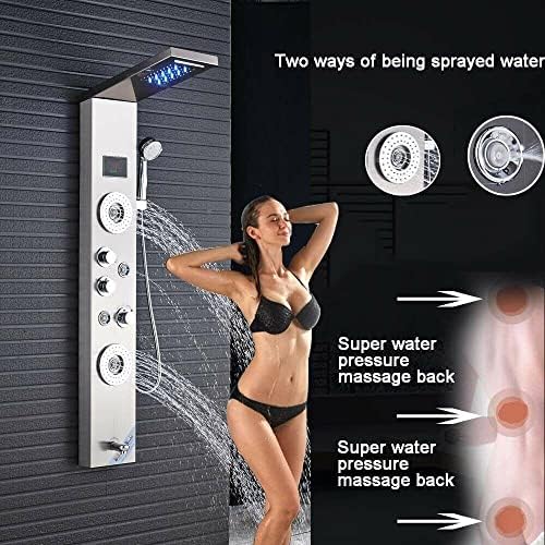 Gougeltd Stainless Steel Shower Panel Tower System with LED Water Temperature Display