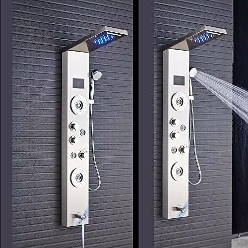 Gougeltd Stainless Steel Shower Panel Tower System with LED Water Temperature Display
