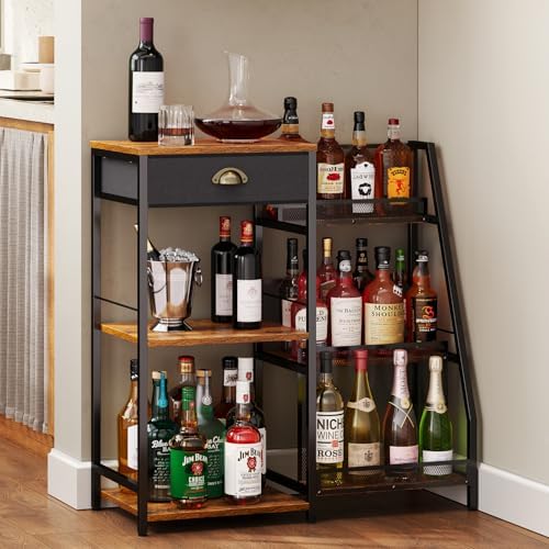 Jakyitvi 3-Tier Freestanding Wine Cabinet with Drawer