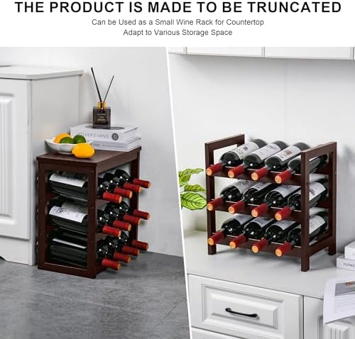 VASMIA 6-Tier Bamboo Wine Rack for 24 Bottles