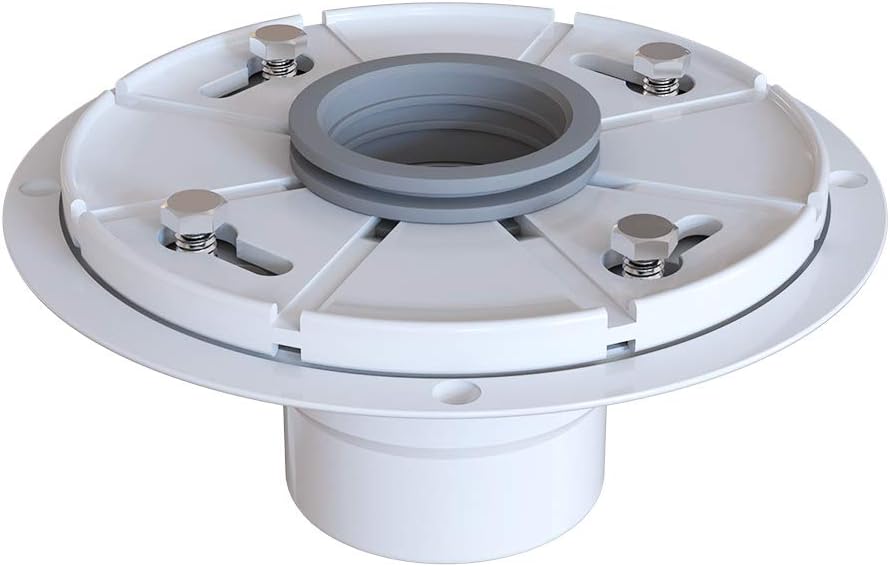 USHOWER 2 Inch Drain Base Flange with Rubber Coupler - White