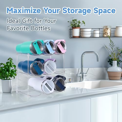 Stackable Water Bottle Organizer for Stanley 40 oz Tumbler 3 Pack