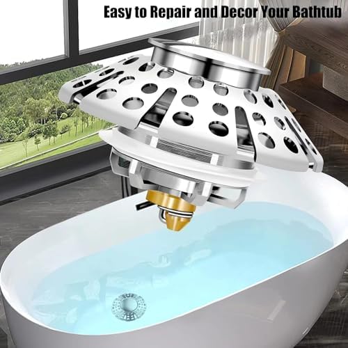 Anlige Bathtub Drain Stopper with Hair Catcher 1