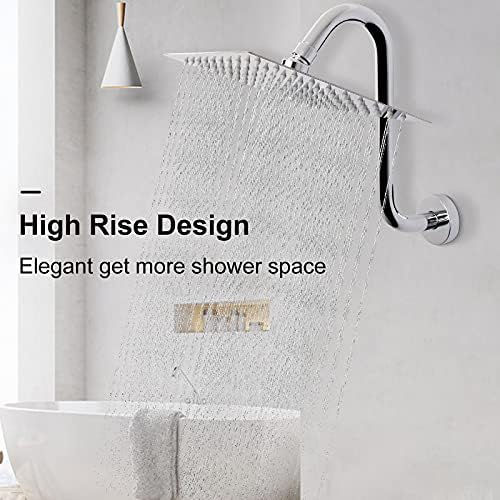 NearMoon S Shaped Shower Head Riser 12 Inch Chrome 2 Pack