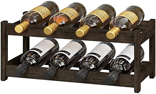 Bameos 2 Tier Bamboo Wine Rack 8 Bottle Mocha